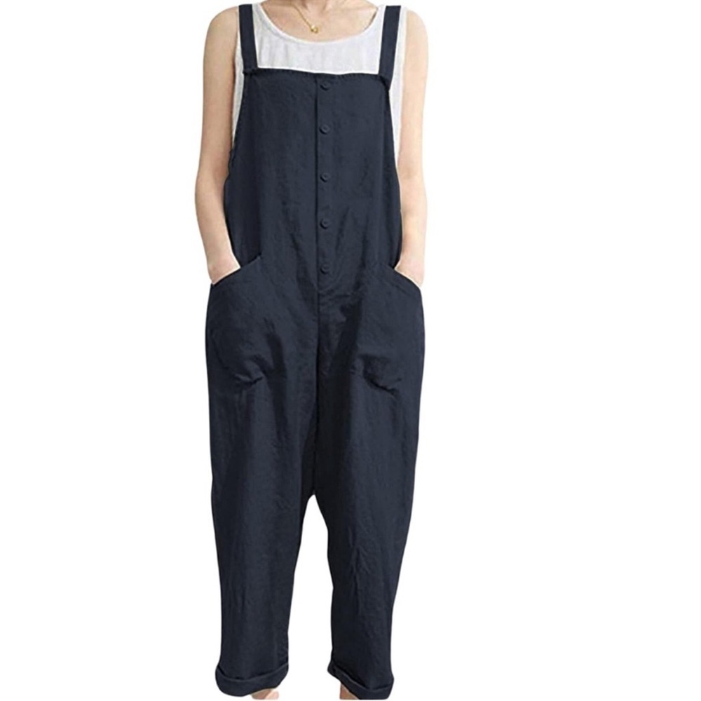 Zilcremo Navy Jumpsuit Overalls with Pockets XL